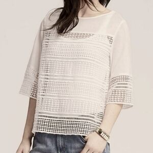 Banana Republic Eyelet White Lined Blouse Lg